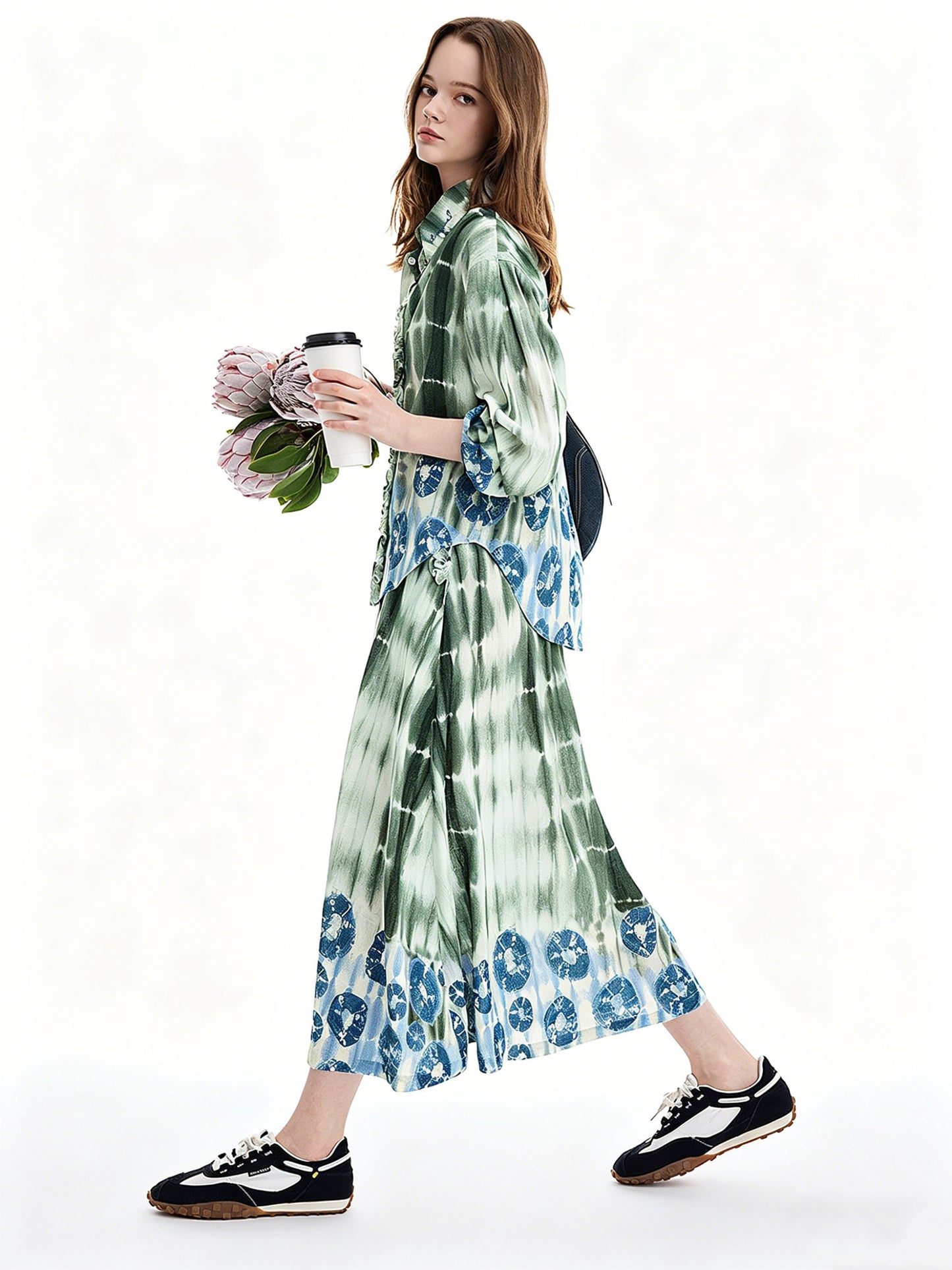 AYANAS Teal Tie-Dye Printed Women's Shirt Set