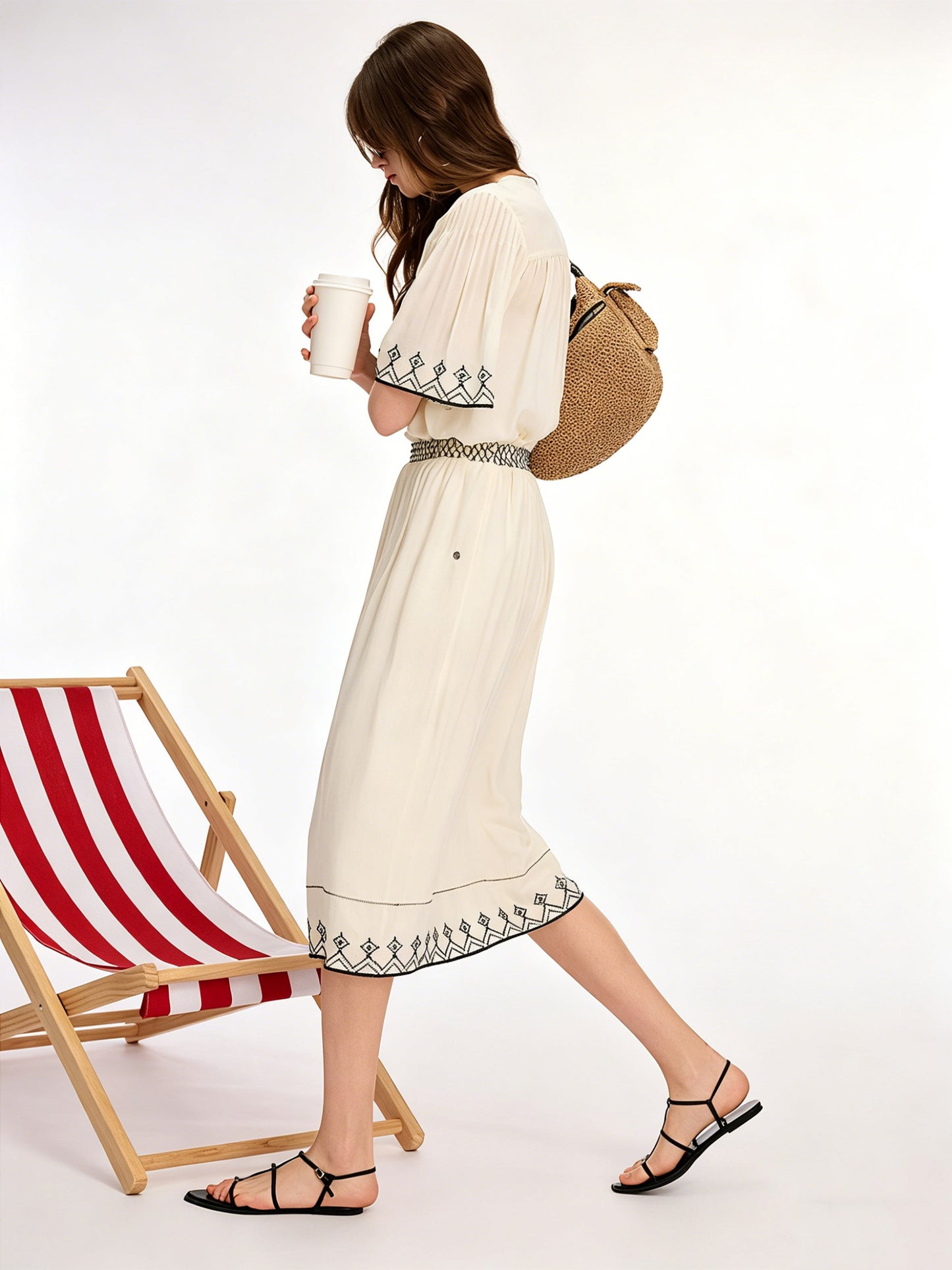 AYANAS French-inspired embroidered midi skirt
