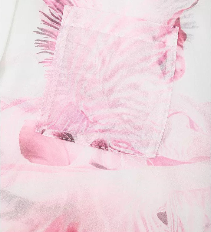 AAYANAS lightweight pink printed women's long-sleeve shirt