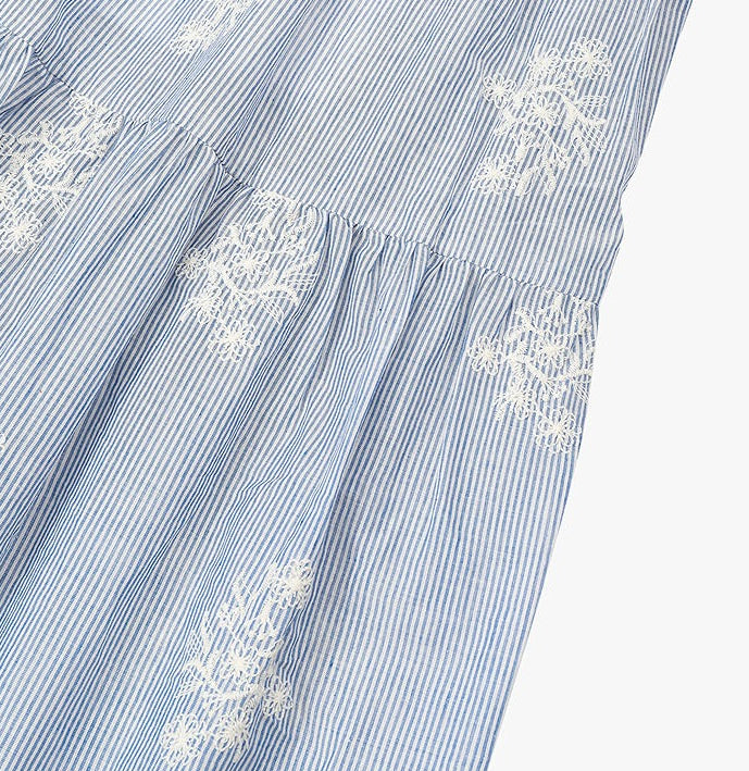 AYANAS Striped embroidered tiered skirt