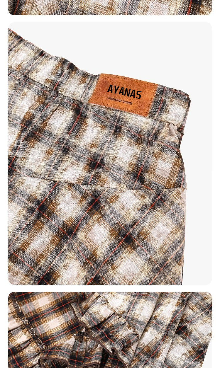 AYANAS Double-layered grey skirt with pleated lace trim