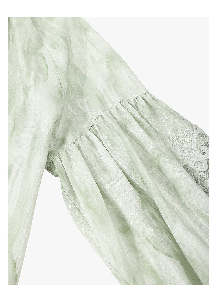 AYANAS Loose-fitting Lace-Paneled Bell-Sleeve Women's Shirt