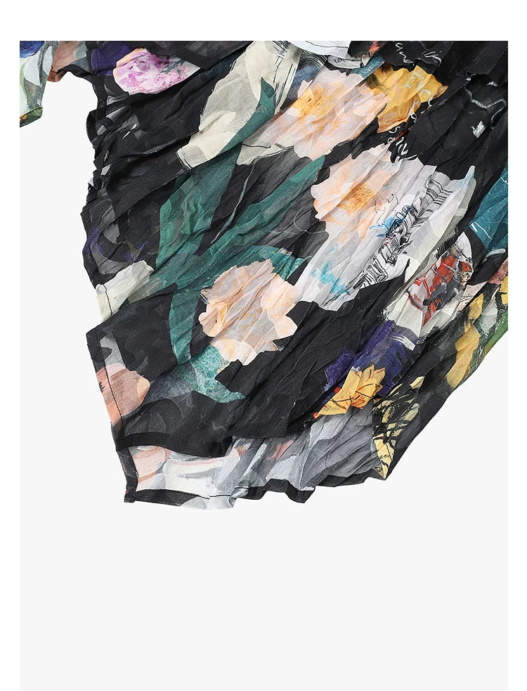 AYANAS Women’s floral print gathered elasticated waist skirt