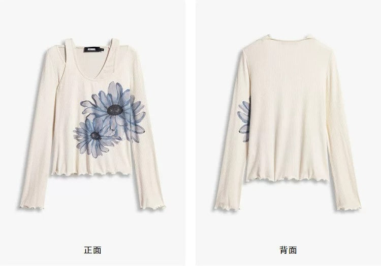 AYANAS T-shirt with daisy-print collar