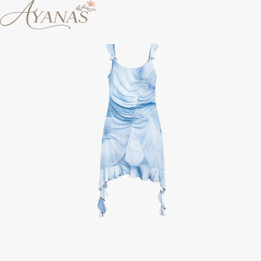 AYANAS Women's Floral-Print Ruffle Halter Dress