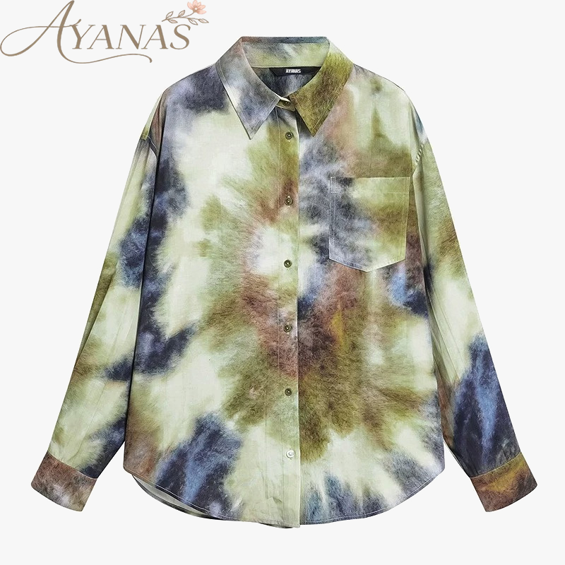 AYANAS Women's Tie-Dye Printed Shirt - Skirt Set