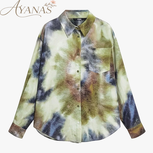 AYANAS Women's Tie-Dye Printed Shirt - Skirt Set