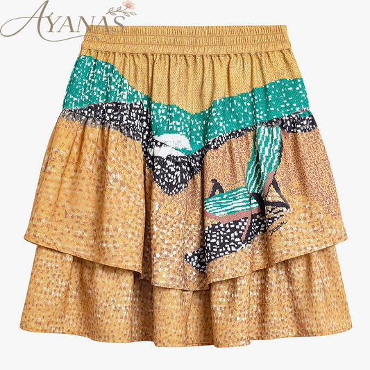 AYANAS Beach-print midi skirt