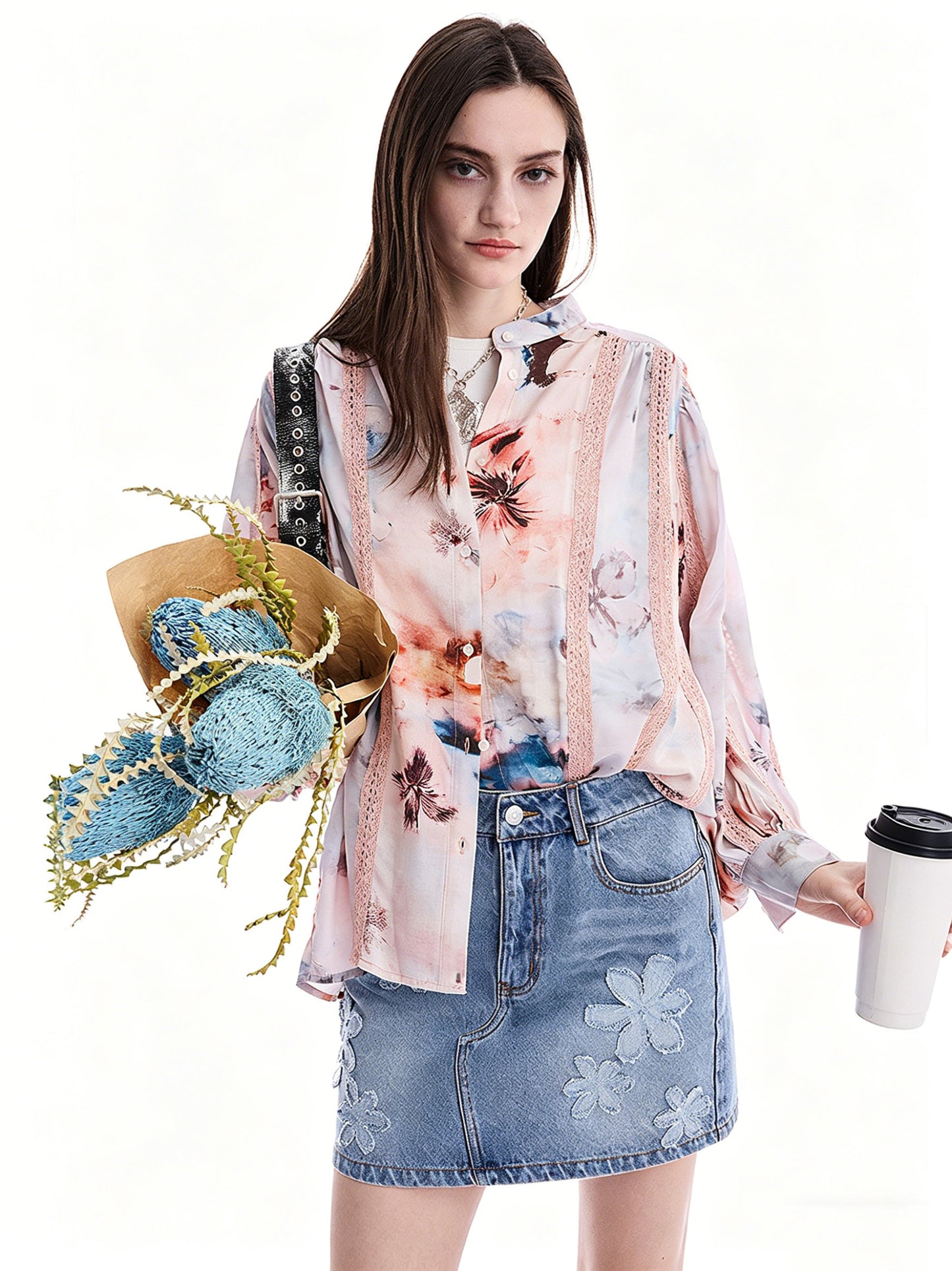 AYANAS Loose-fitting floral print women's shirt