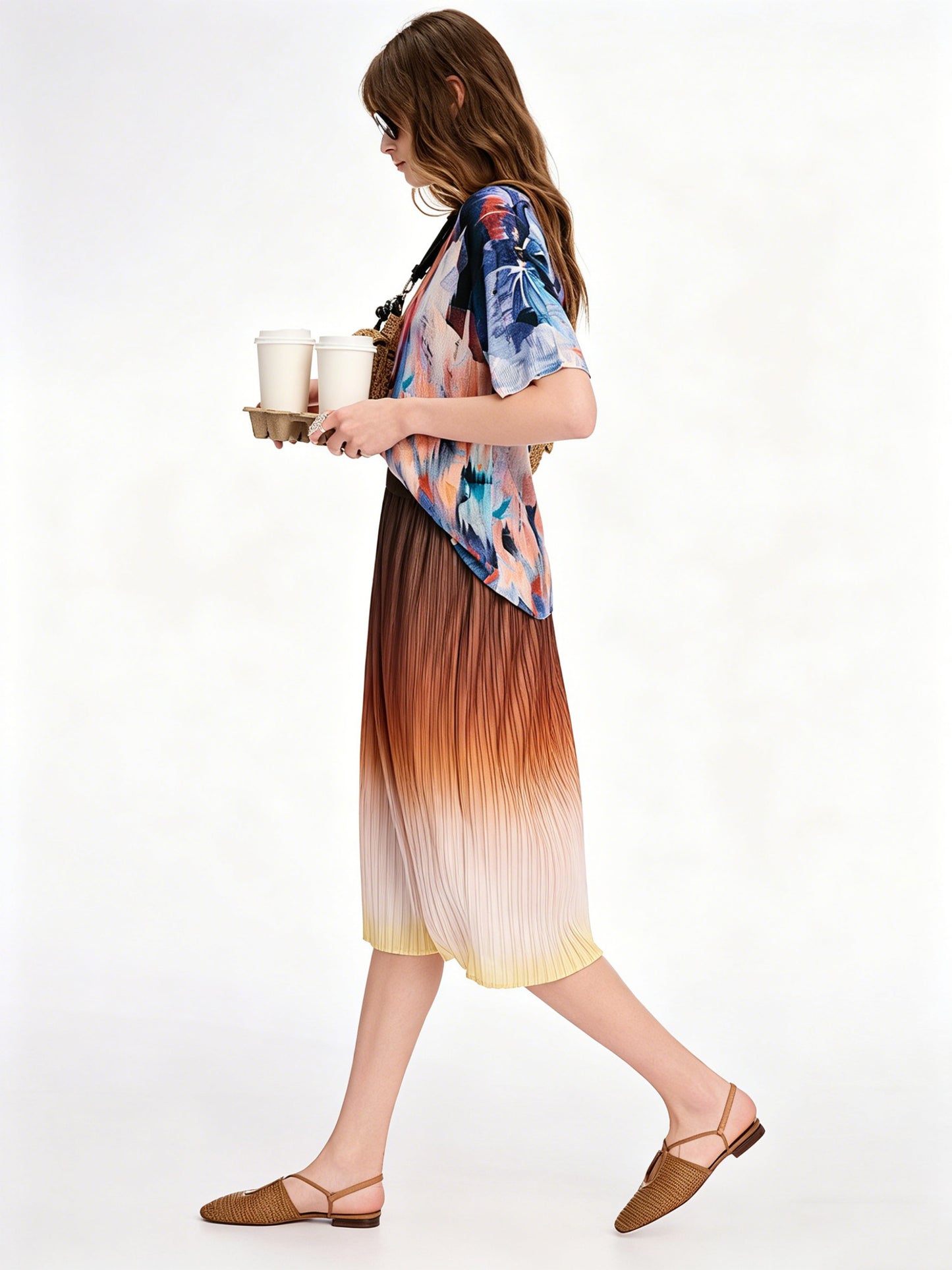 AYANAS Printed straight-cut midi skirt