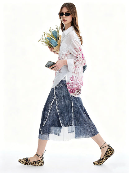 AYANAS Women's Short-Sleeve Floral Print Shirt