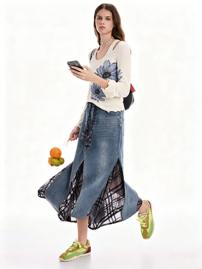 AYANAS T-shirt with daisy-print collar