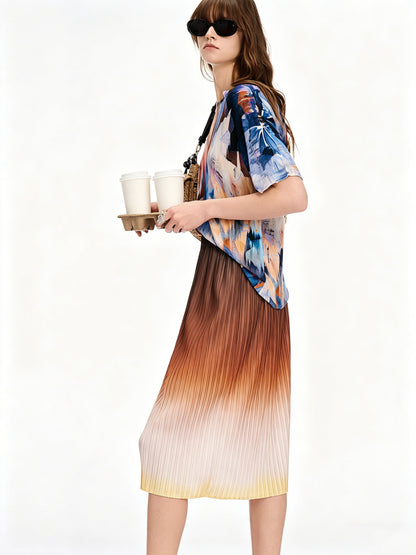 AYANAS Printed straight-cut midi skirt