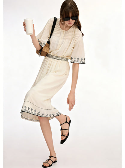 AYANAS French-inspired embroidered midi skirt