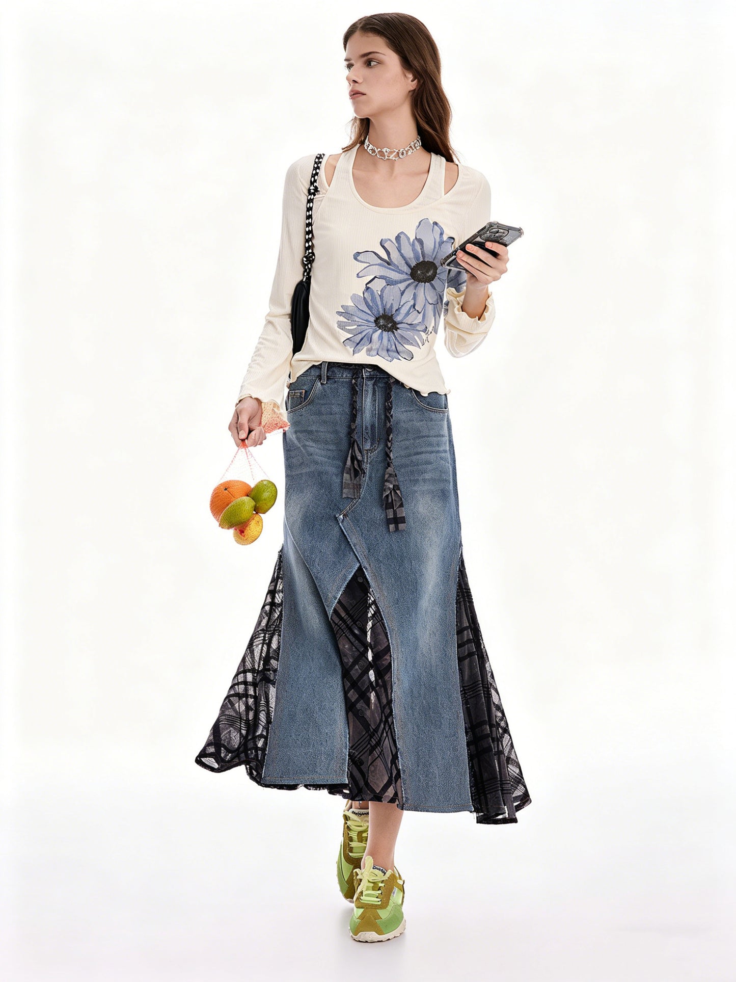 AYANAS T-shirt with daisy-print collar