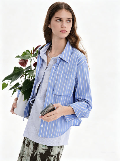 AYANAS  Striped Patchwork Two-Piece-Style Shirt
