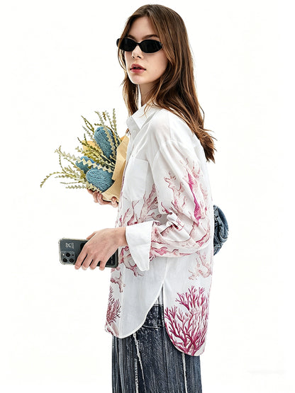 AYANAS Women's Short-Sleeve Floral Print Shirt