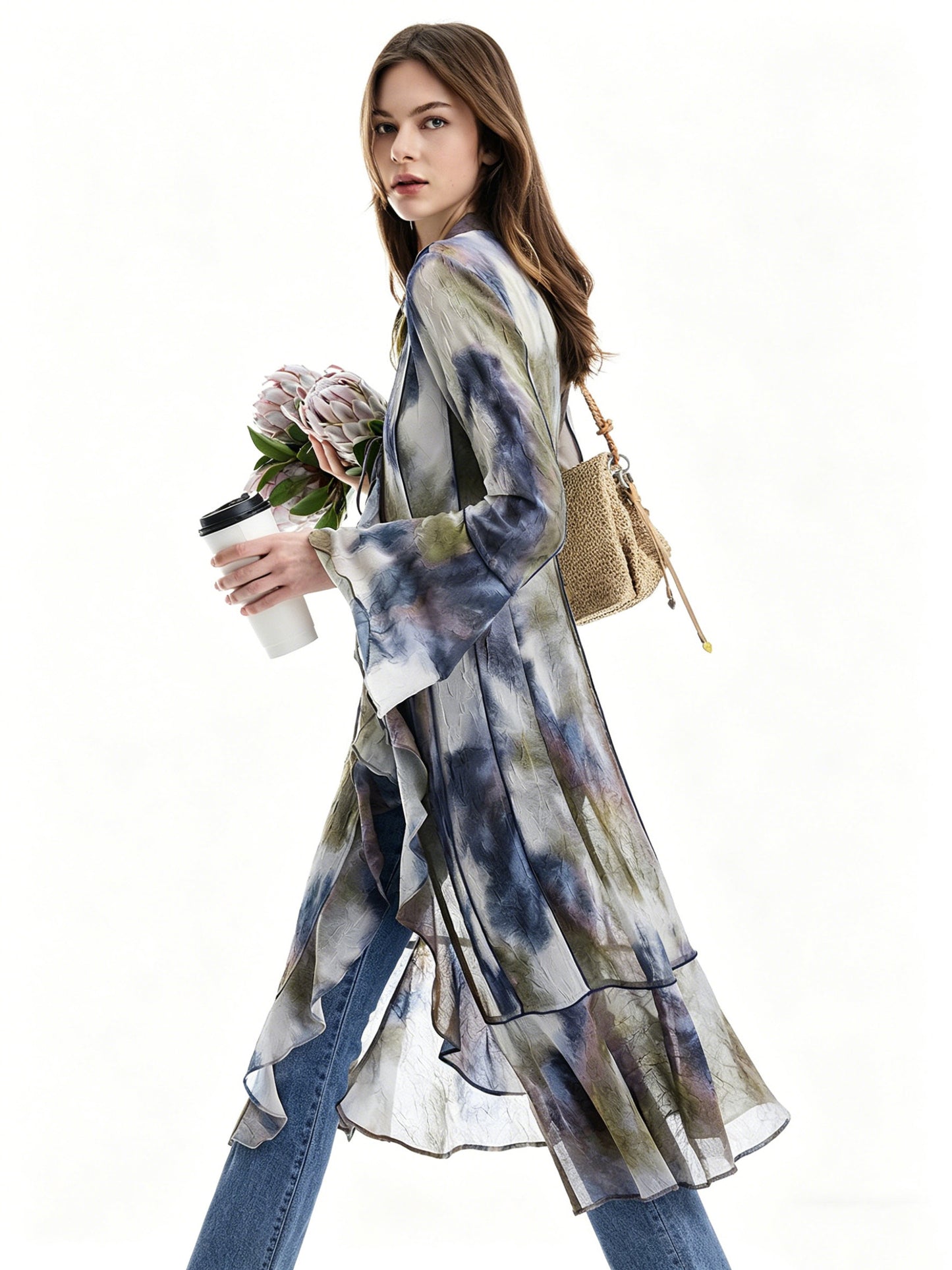 AYANAS Colourful spiral tie-dye ruffled women’s jacket
