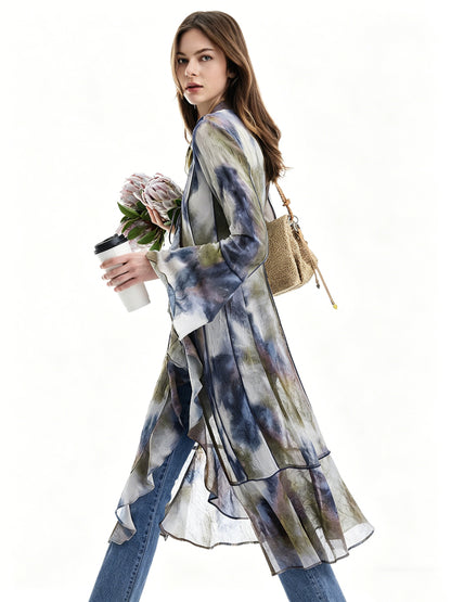AYANAS Colourful spiral tie-dye ruffled women’s jacket