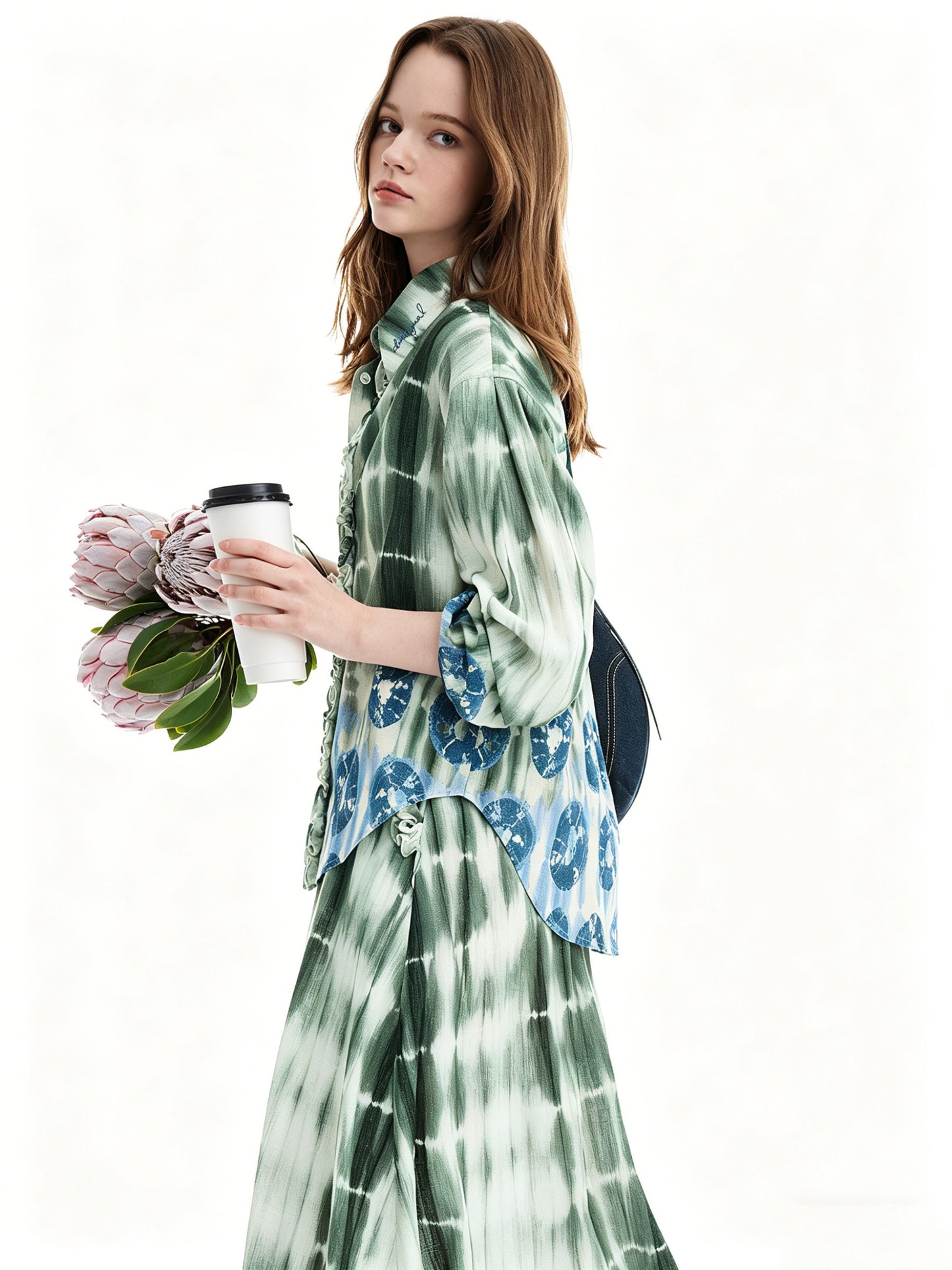 AYANAS Teal Tie-Dye Printed Women's Shirt Set