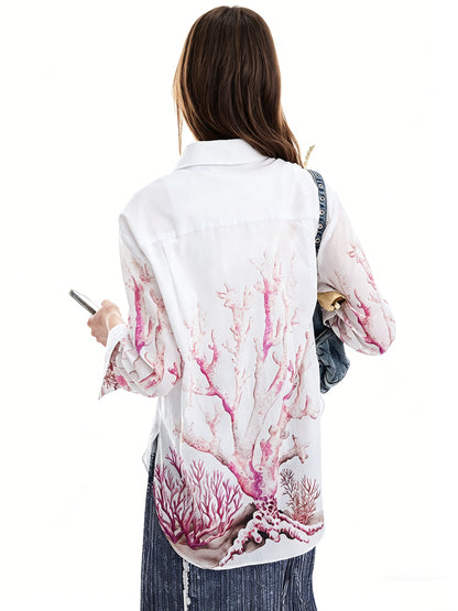AYANAS Women's Short-Sleeve Floral Print Shirt
