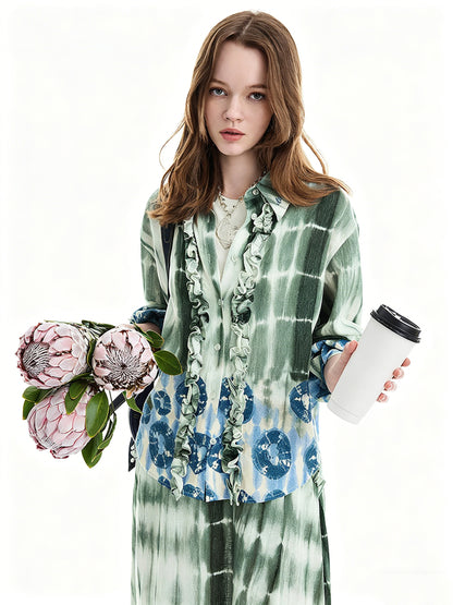 AYANAS Teal Tie-Dye Printed Women's Shirt Set