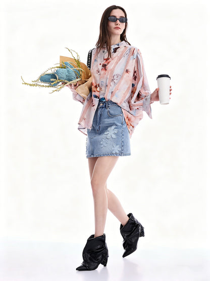 AYANAS Loose-fitting floral print women's shirt