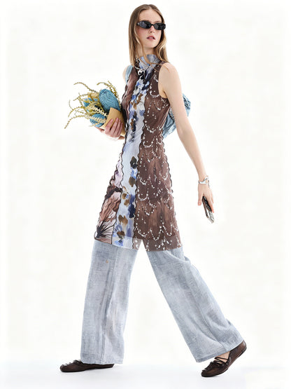AYANAS Multicoloured patchwork floral print sleeveless dress