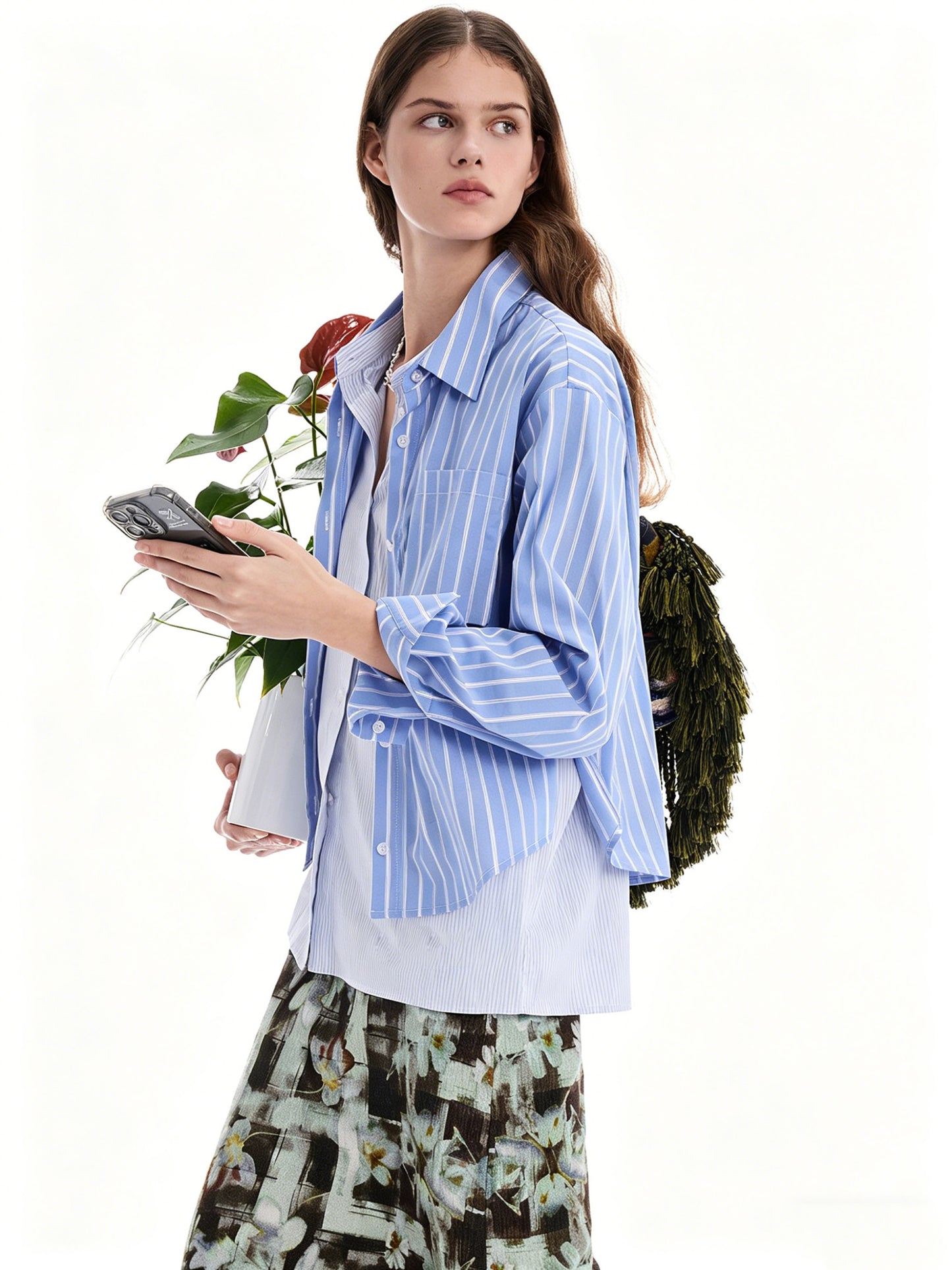 AYANAS  Striped Patchwork Two-Piece-Style Shirt