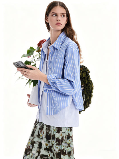 AYANAS  Striped Patchwork Two-Piece-Style Shirt