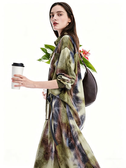 AYANAS Women's Tie-Dye Printed Shirt - Skirt Set