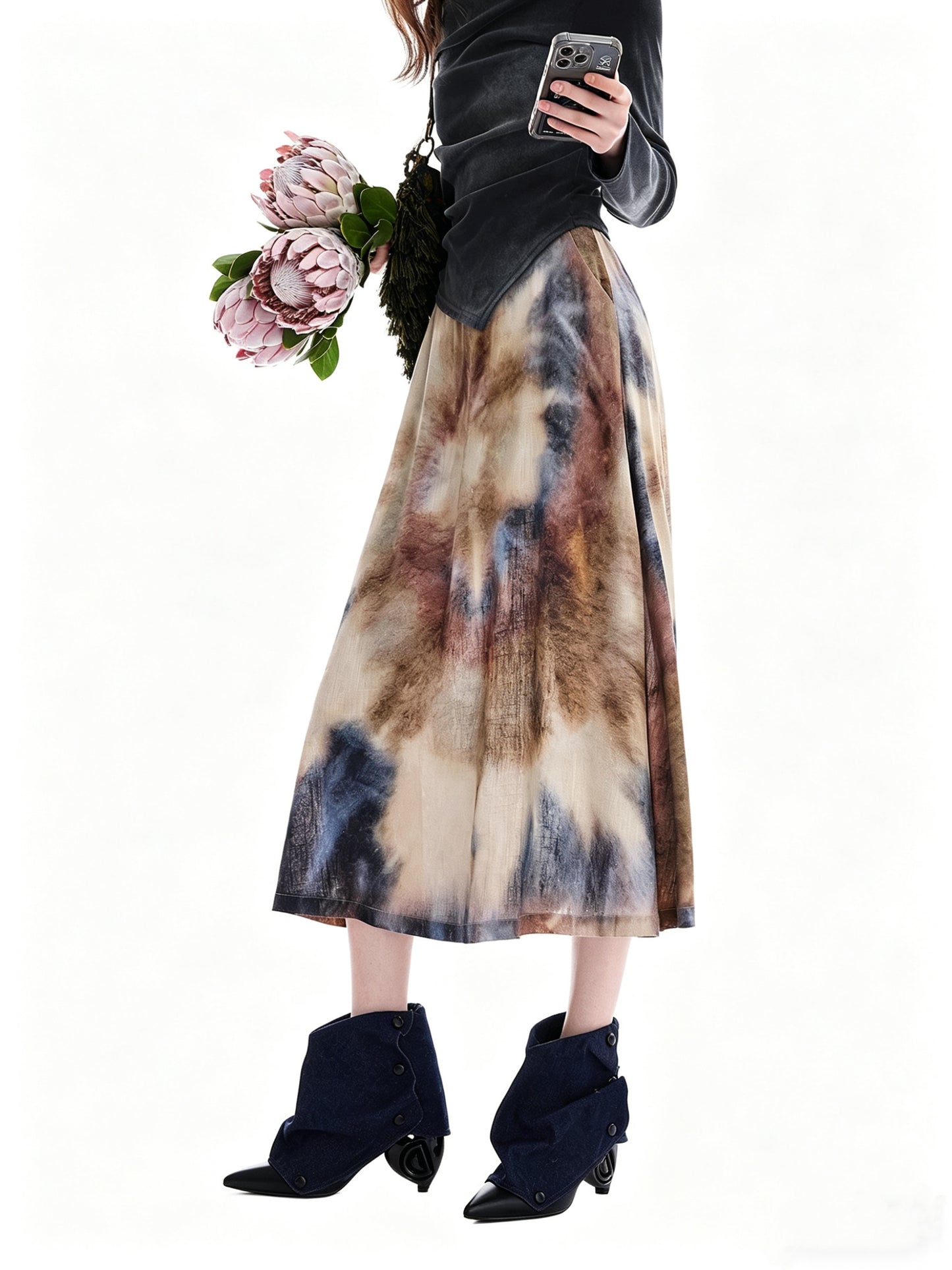 AYANAS Colorful Spiral Tie-Dye Skirt