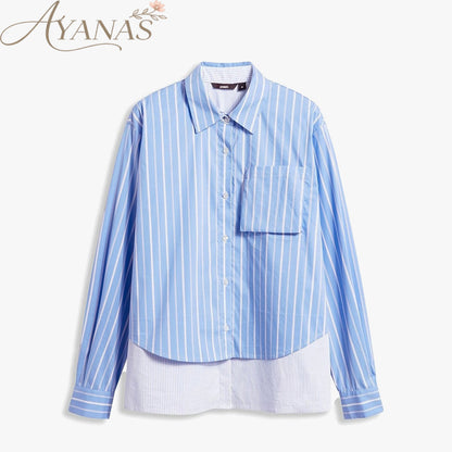 AYANAS  Striped Patchwork Two-Piece-Style Shirt