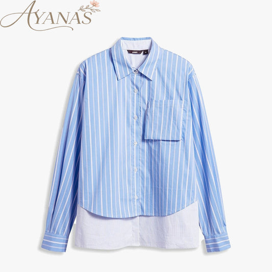 AYANAS  Striped Patchwork Two-Piece-Style Shirt