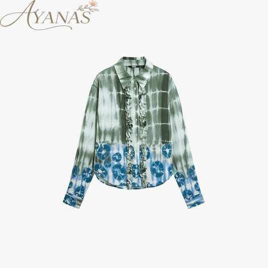 AYANAS Teal Tie-Dye Printed Women's Shirt Set