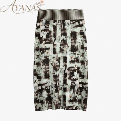 AYANAS Floral Check Print Flare Midi Skirt