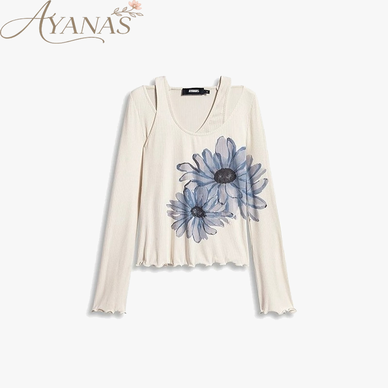 AYANAS T-shirt with daisy-print collar