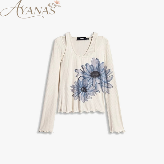 AYANAS T-shirt with daisy-print collar