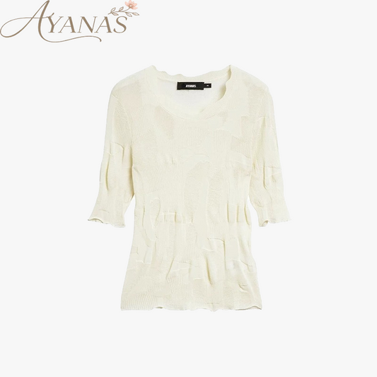 AYANAS Beige women's knit sweater shirt