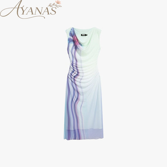 AYANAS Stretch-fit, figure-flattering sleeveless dress with floral print