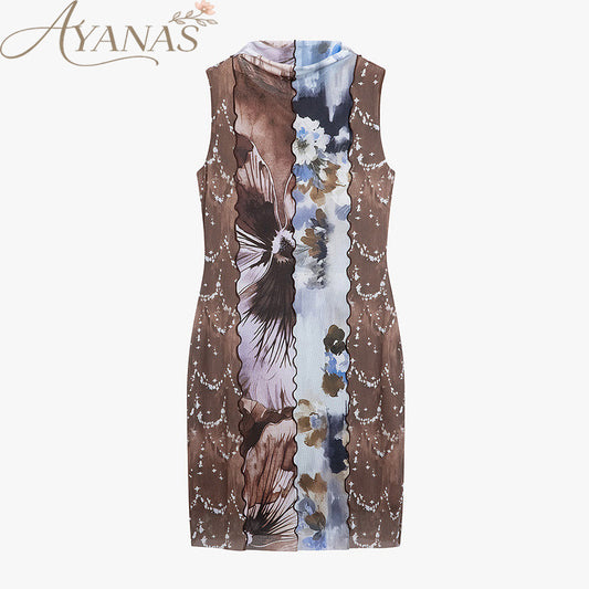 AYANAS Multicoloured patchwork floral print sleeveless dress