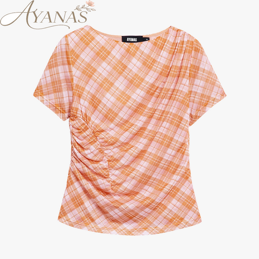 AYANAS Orange-print short-sleeve dress set