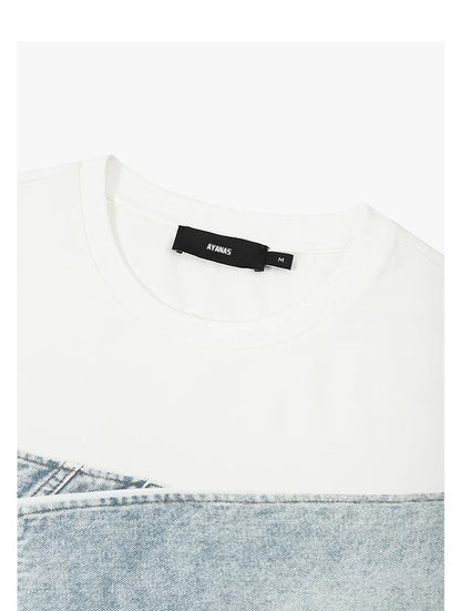 AYANAS Short-Sleeve T-Shirt with Denim Print