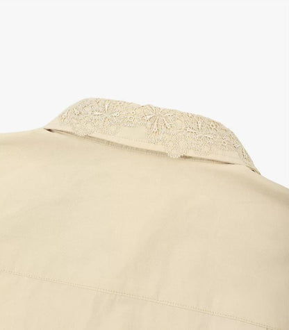 AYANAS Women's khaki shirt with beaded collar