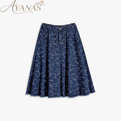AYANAS Denim A-line knee-length skirt for women