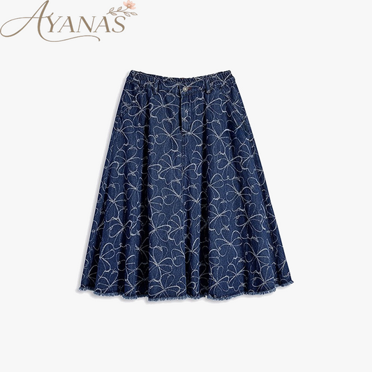 AYANAS Denim A-line knee-length skirt for women