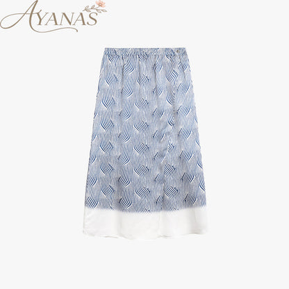 AYANAS Women’s knitted printed skirt with a slit and elasticated waist