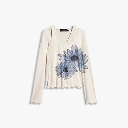 AYANAS T-shirt with daisy-print collar