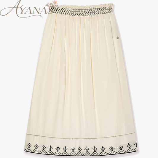 AYANAS French-inspired embroidered midi skirt