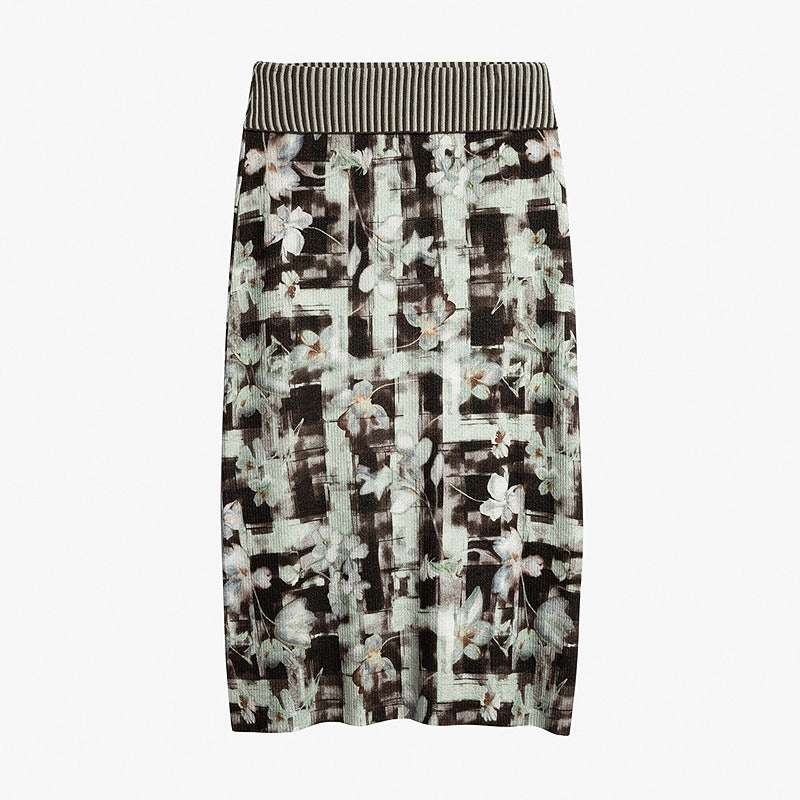 AYANAS Floral Check Print Flare Midi Skirt